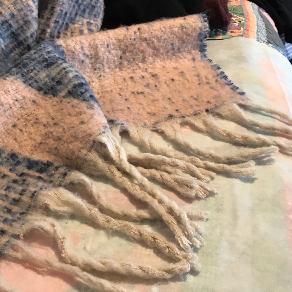 Pink and Blue Patterned Scarf - Picture 3 of 4
